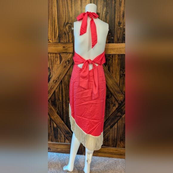 NWT Alden Adair size Medium Fringe Shoshana Dress in pink begonia color - Picture 5 of 8